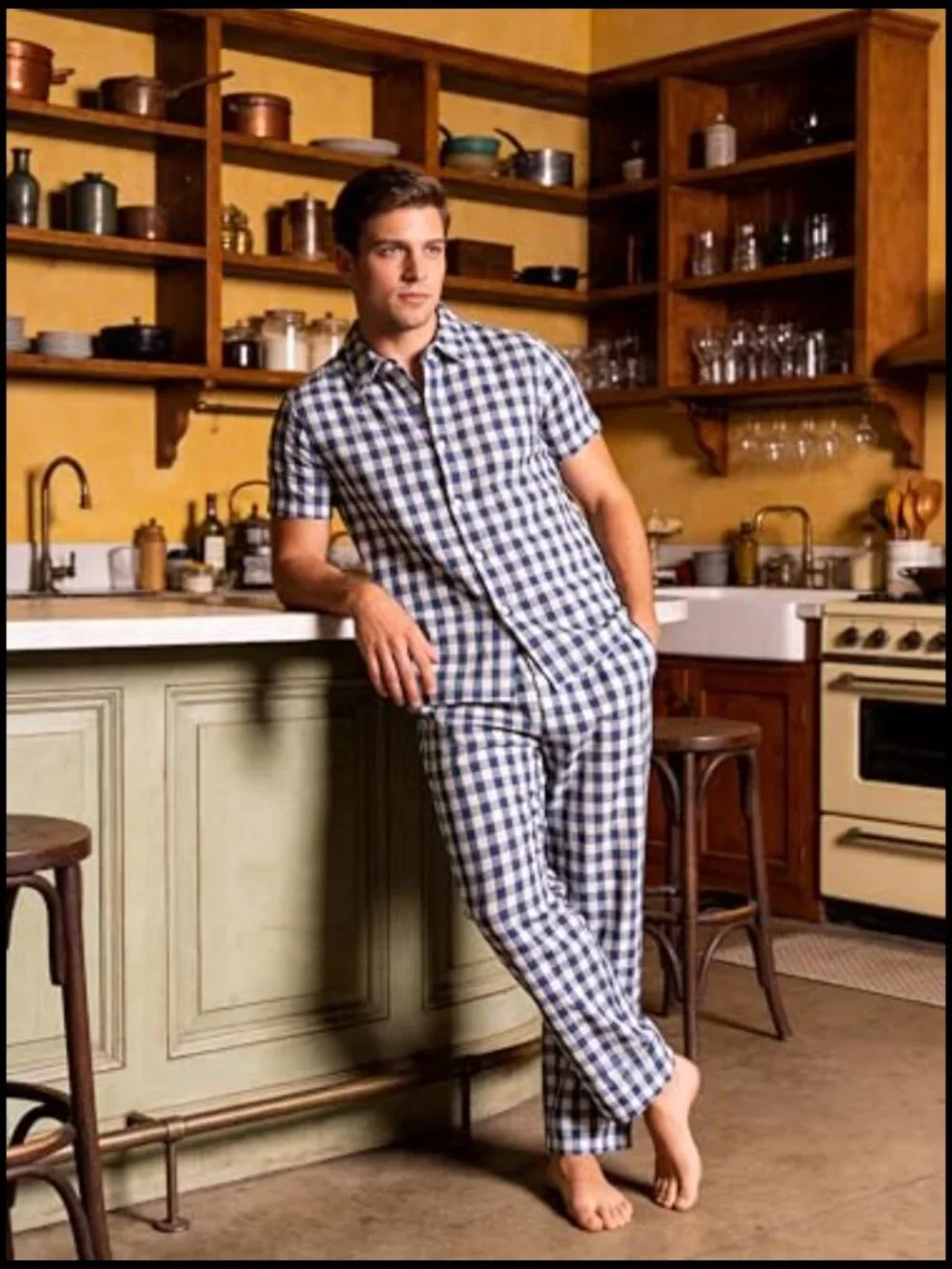 100% Cotton Pajama Set Short Sleeve Sleepwear Button Down Loungewear with